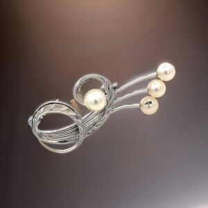 Mikimoto Estate Akoya Pearl Brooch Pin Sterling Silver 6.37 mm M427